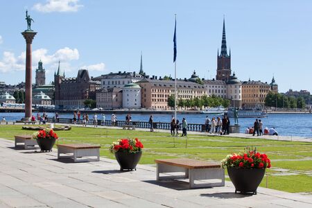 Stockholm, Sweden - Jul 20, 2016 : View from the front garden of Stockholm City Hall during summer.のeditorial素材