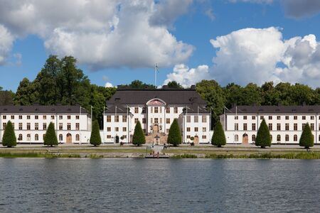 Stockholm, Sweden - Jul 18, 2016 : Waterfront view of the Karlberg Castle in Stockholm during summer. Main entrance view.のeditorial素材