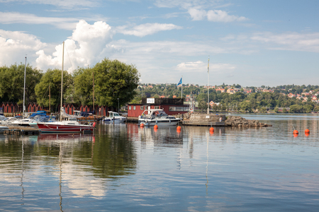 Jonkoping, Sweden - Jul 24, 2016 : Scene of the beautiful Jonkoping city, which is situated by the end of the huge lake Vattern. Vattern is the second largest lake in Sweden and the sixth largest one in Europe.のeditorial素材