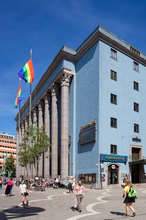 Stockholm, Sweden - Jul 29, 2016 : Stockholm Concert Hall with Stockholm Pride Flags, celebrating Stockholm Pride week.のeditorial素材
