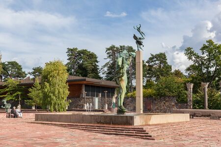 Stockholm, Sweden - Aug 22, 2016 : View of the Carl Mille's garden in summer. This garden is an art museum and sculpture garden, located on the island of Lidingo in Stockholm, Swedenのeditorial素材