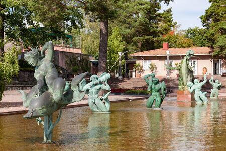 Stockholm, Sweden - Aug 22, 2016 : View of the Carl Mille's garden in summer. This garden is an art museum and sculpture garden, located on the island of Lidingo in Stockholm, Swedenのeditorial素材
