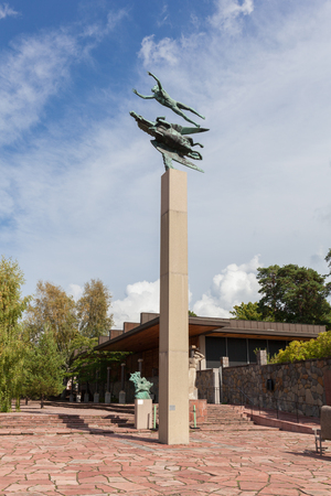 Stockholm, Sweden - Aug 22, 2016 : View of the Carl Mille's garden in summer. This garden is an art museum and sculpture garden, located on the island of Lidingo in Stockholm, Swedenのeditorial素材