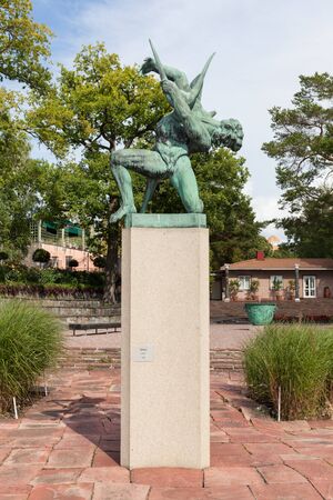 Stockholm, Sweden - Aug 22, 2016 : View of the Carl Mille's garden in summer. This garden is an art museum and sculpture garden, located on the island of Lidingo in Stockholm, Swedenのeditorial素材