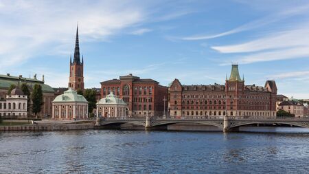 Stockholm, Sweden - Sep 6, 2016 : View of Stockholm Riddarholmen Island, Old town and Vasa Bridge during day time.のeditorial素材