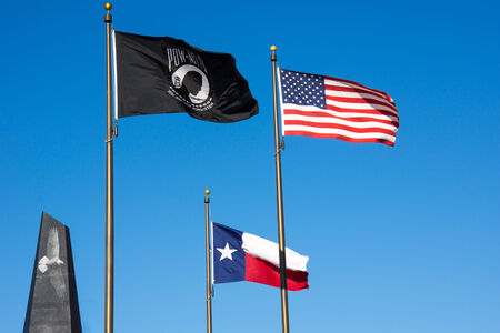 Veterans Memorial POW, American, and Texas Flagsのeditorial素材
