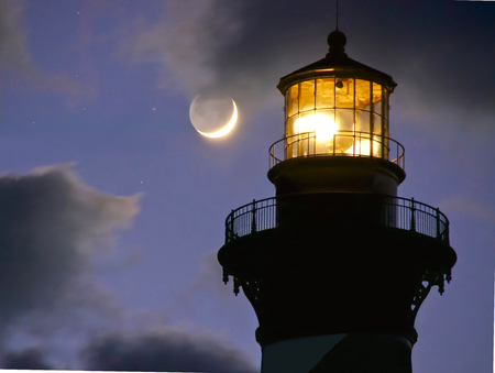 Cape Hatteras Lighthouse and Moon I.の写真素材
