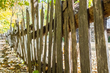 Old Wooden Picket Fence on a Historic Farm IIIの写真素材