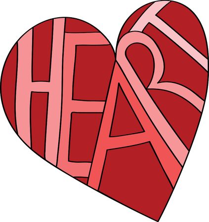 The word heart spelled out inside of the shape of a heart.のイラスト素材