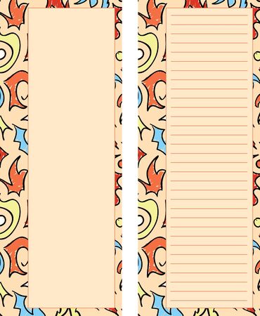 A set of two orange colored stationary pages with abstract design details.のイラスト素材