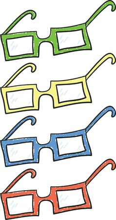 A set of glasses in four different colors. のイラスト素材