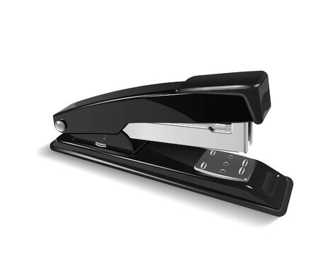 Black stapler on white background.  illustrationのイラスト素材