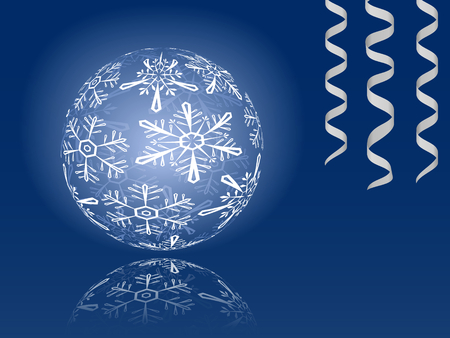 Blue shiny snowflakes ball illustrationのイラスト素材