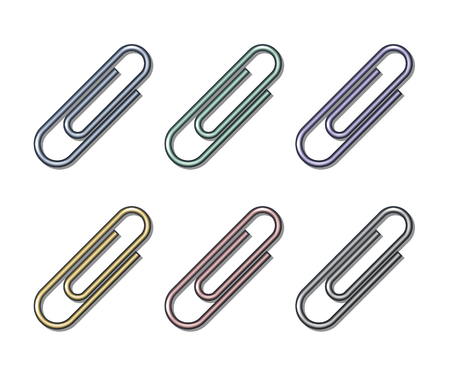 Set of colored paperclip iconsのイラスト素材