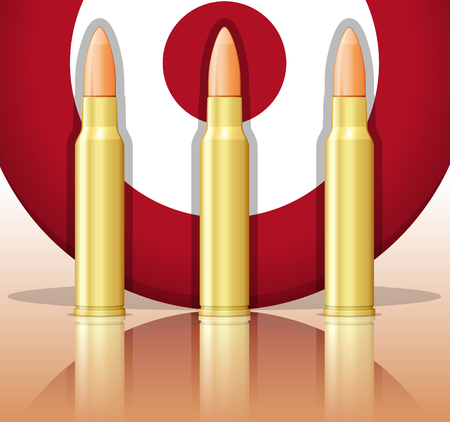 Three bullets and target. Shooting backgroundのイラスト素材