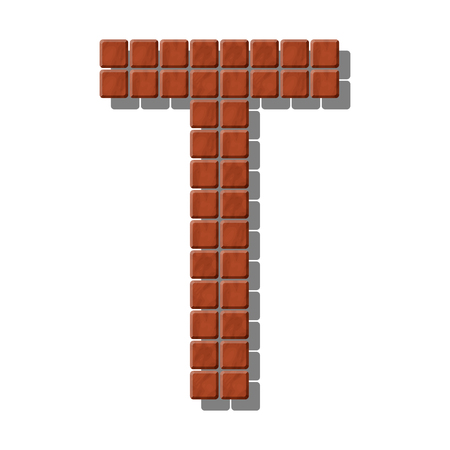 Letter T made from realistic stone tilesのイラスト素材