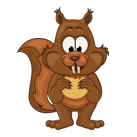 Squirrel with cookie. Funny cartoon characterのイラスト素材