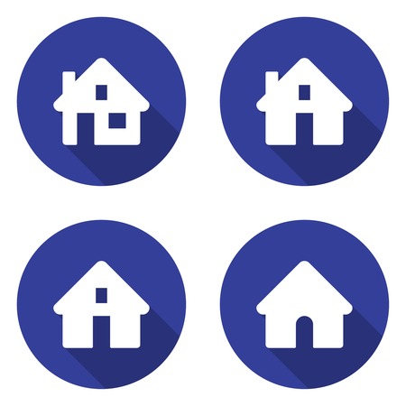 Home icons set in flat style with long shadowsのイラスト素材