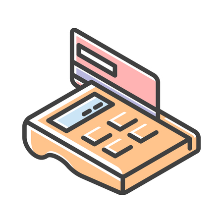 Outlined icon POS-terminal with credit cardのイラスト素材