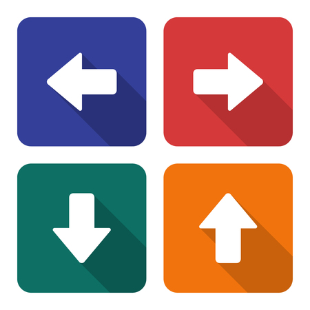 Arrow icons set in flat style with long shadows Vector illustration.のイラスト素材