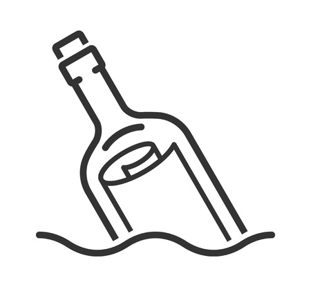 Message in a bottle line style iconのイラスト素材