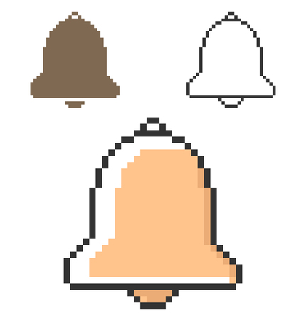 Pixel icon of bell in three variants. Fully editable のイラスト素材