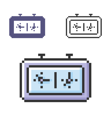 Pixel icon of chess-clock in three variants. Fully editableのイラスト素材