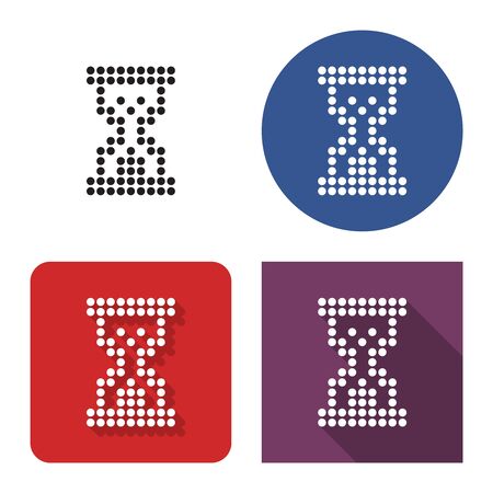Dotted icon of hourglass in four variants. With short and long shadowのイラスト素材
