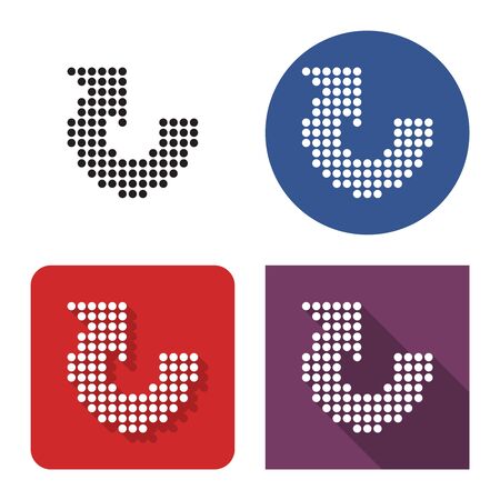 Dotted icon of recycling arrow  in four variants. With short and long shadowのイラスト素材