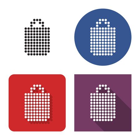 Dotted icon of  shopping bag in four variants. With short and long shadowのイラスト素材