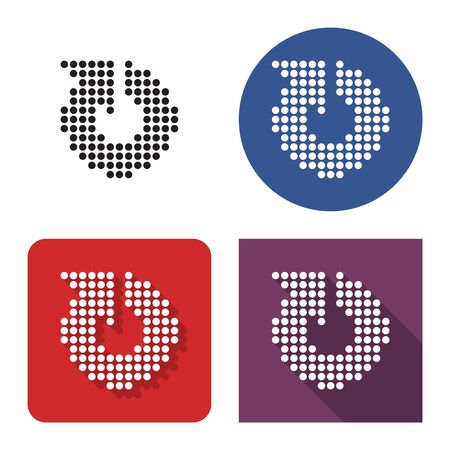 Dotted icon of recycling arrow  in four variants. With short and long shadowのイラスト素材