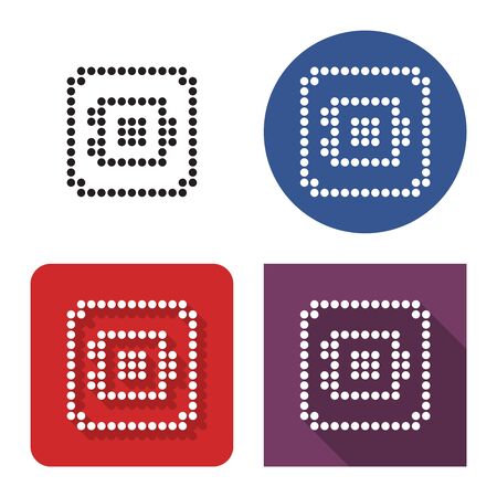 Dotted icon of  safe in four variants. With short and long shadowのイラスト素材
