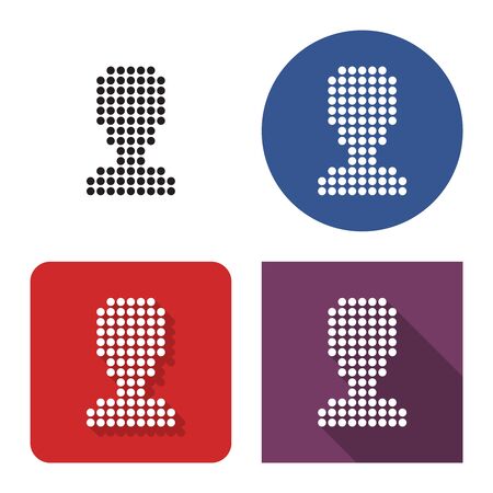 Dotted icon of  male user picture in four variants. With short and long shadowのイラスト素材