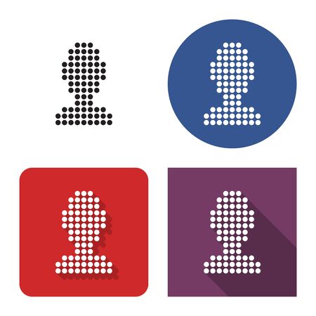 Dotted icon of  male user picture in four variants. With short and long shadowのイラスト素材