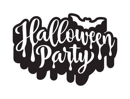 Halloween Party poster. Hand drawn lettering with shadow. Isolated on white.のイラスト素材