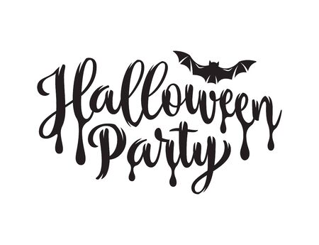 Halloween Party poster. Hand drawn lettering   with jagged edges on white backgroundのイラスト素材
