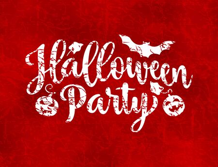 Halloween Party poster. Hand drawn lettering   on red textured backgroundのイラスト素材