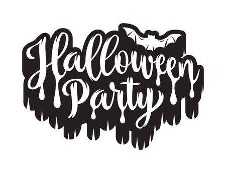 Halloween Party poster. Hand drawn lettering with shadow with jagged edges. Isolated on white.のイラスト素材