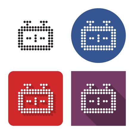 Dotted icon of chess-clock in four variants. With short and long shadowのイラスト素材