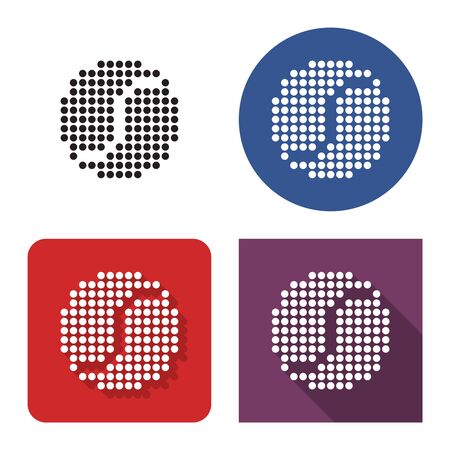 Dotted icon of tennis ball in four variants. With short and long shadowのイラスト素材