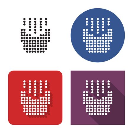 Dotted icon of french fries in four variants. With short and long shadowのイラスト素材