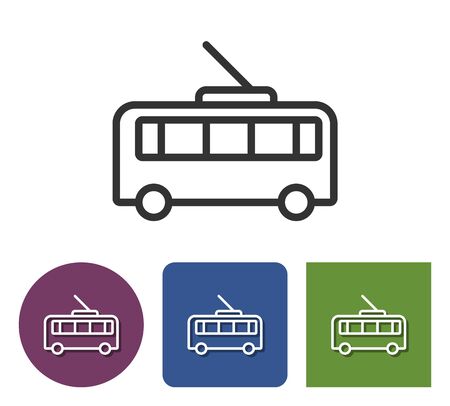 Trolleybus line  icon in different variantsのイラスト素材