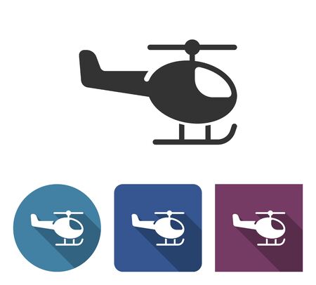 Helicopter icon in different variants with long shadowのイラスト素材