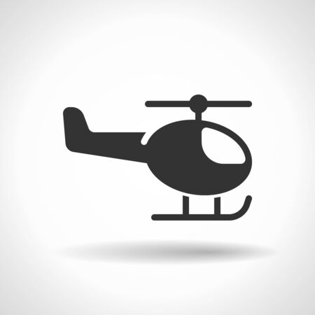 Monochromatic helicopter icon with hovering effect shadow on grey gradient background. EPS 10のイラスト素材