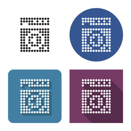 Dotted icon of clothes washer in four variants. With short and long shadowのイラスト素材