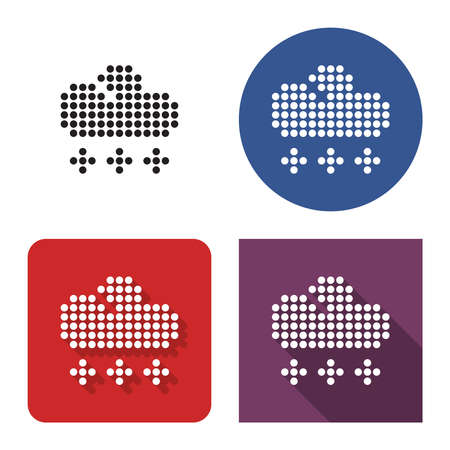 Dotted icon of  snowfall in four variants. With short and long shadowのイラスト素材