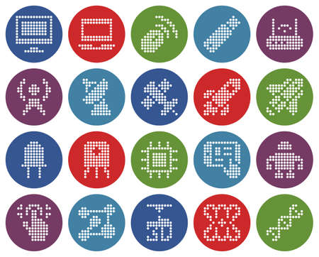 Collection of round dotted icons: High technologyのイラスト素材