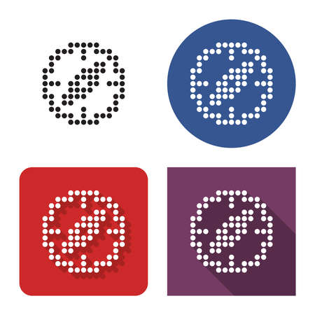 Dotted icon of compass in four variants. With short and long shadowのイラスト素材