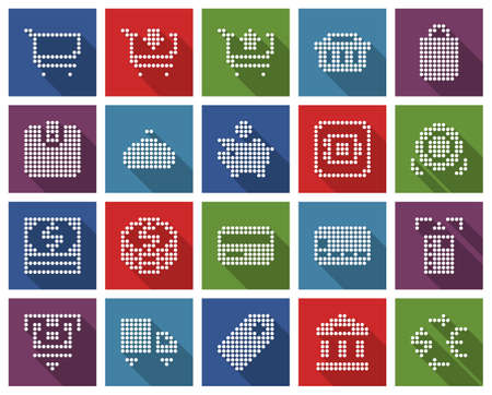Collection of  square dotted icons: Finance and bankingのイラスト素材