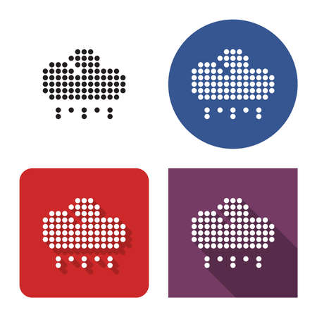 Dotted icon of rain with hail in four variants. With short and long shadowのイラスト素材